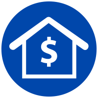 Icon of a Dollar Sign and a House